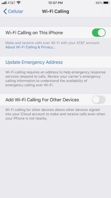 Add WIFI Calling for Other Devices