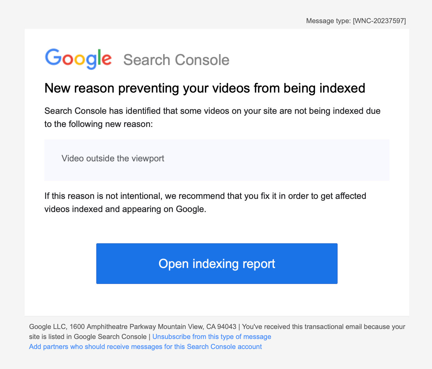 Video Outside the Viewport - Google Search Console Message